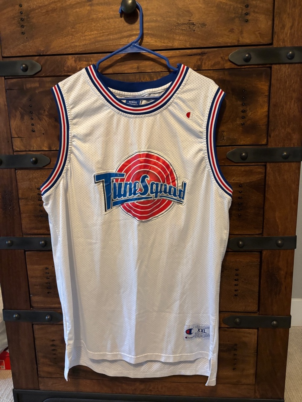 Champion White Tune Squad Basketball Jersey with Red & Blue Trim Jordan XXL